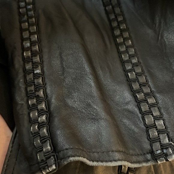 Vintage John Murrough Leather Front & Stretchy Back Mid-Length Jacket 6 - Picture 7 of 8